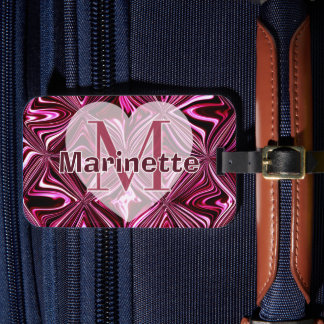 Personalisiertes Mitternachtsrosa Marmor-Geometris Gepäckanhänger