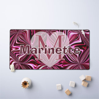 Personalisiertes Mitternachtsrosa Marmor-Geometris Schreibtischunterlage