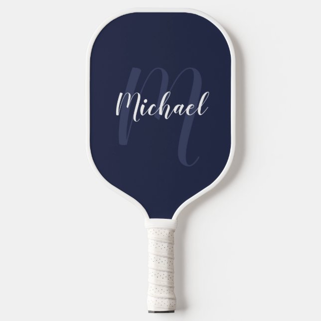 Personalisiertes Modern Script Monogram und Name Pickleball Schläger (Vorderseite)
