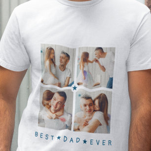 Personalisiertes modernes 4-Foto-'Bester Vater übe T-Shirt