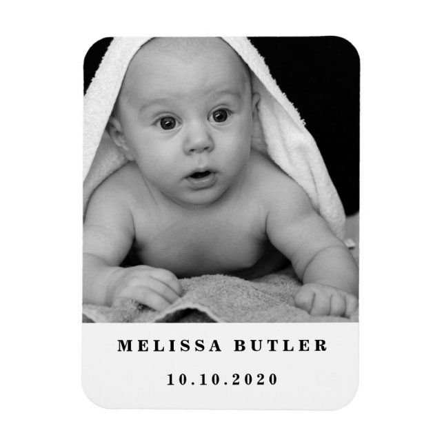 Personalisiertes modernes Baby-Foto Magnet (Vertikal)