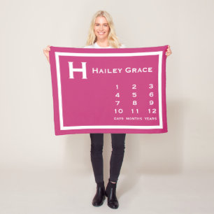 Personalisiertes modernes Baby Milestone Foto Blan Fleecedecke