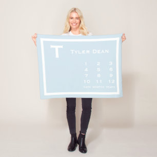 Personalisiertes modernes Baby Milestone Foto Blan Fleecedecke
