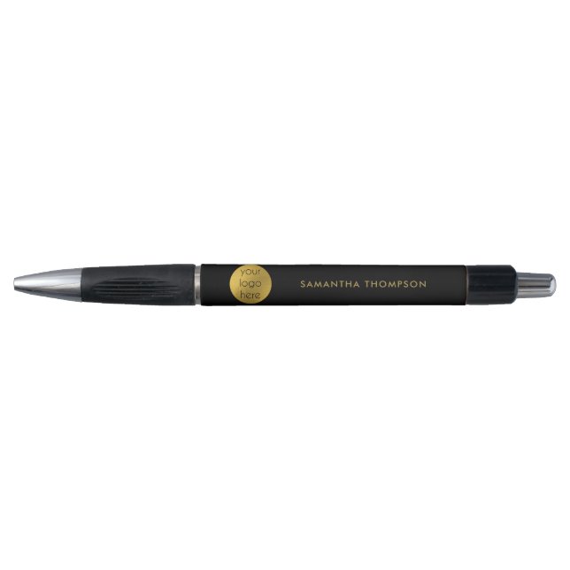 Personalisiertes, modernes Black & Gold-Logo Kugelschreiber (Vorderseite)
