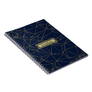 Personalisiertes, modernes, blau-braunes geometris notizblock