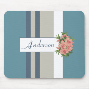 Personalisiertes modernes Blau und Tan-Streifen Mousepad