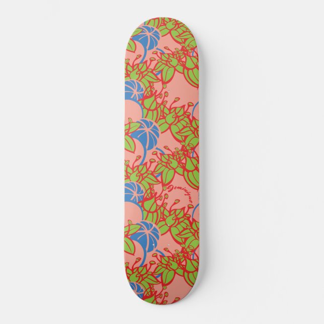 Personalisiertes, modernes Bud & Blume Muster Skateboard (Vorderseite)