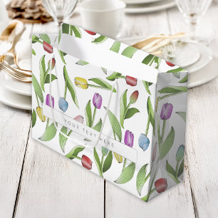 Personalisiertes modernes bunter Tulpenmuster Große Geschenktüte