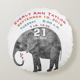Personalisiertes modernes Elephant Baby Kinderzimm Rundes Kissen