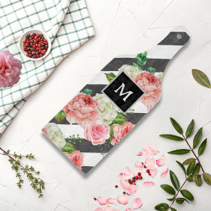 Personalisiertes modernes florales Monogramm-Küche Schneidebrett