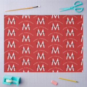Personalisiertes modernes Frohe Weihnachten rotes Seidenpapier