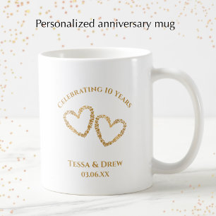 Personalisiertes modernes Geschenk zum 10. Hochzei Kaffeetasse