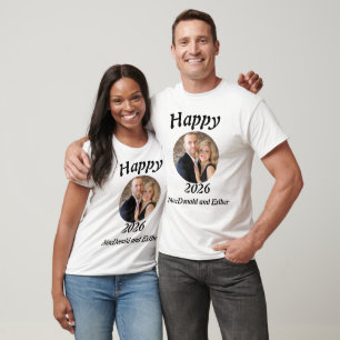 Personalisiertes modernes glückliches 2026-Foto T-Shirt