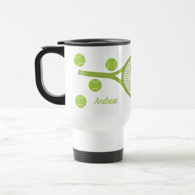 Personalisiertes, modernes Green Tennis Ball Racke Reisebecher (Links)