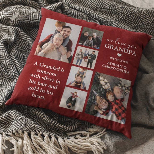 Personalisiertes modernes Großvater | 6 FOTO Kissen (Von Creator hochgeladen)