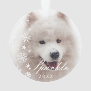 Personalisiertes modernes Haustierfoto mit Schneef Ornament