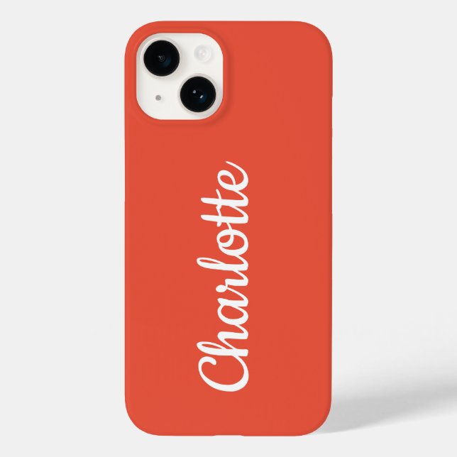 Personalisiertes modernes Orange Case-Mate iPhone 14 Hülle (Rückseite)