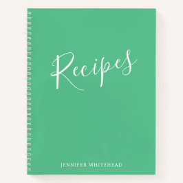 Personalisiertes, modernes Rezept Journal Green Notizbuch