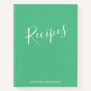 Personalisiertes, modernes Rezept Journal Green Notizbuch
