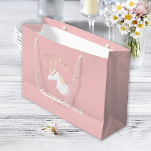 Personalisiertes modernes rosa magisches Einhorn Große Geschenktüte