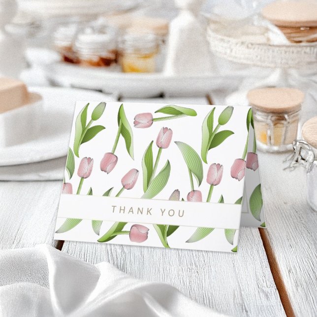 Personalisiertes, modernes Rosa Tulip Dankeschön K Dankeskarte (Von Creator hochgeladen)