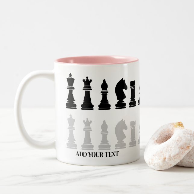 Personalisiertes modernes Schachspiel Zweifarbige Tasse (Mit Donut)