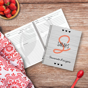 Personalisiertes modernes Schrift-Monogramm-Rezept Notizbuch