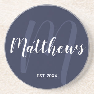 Personalisiertes modernes Schriftmonogramm und Fam Getränkeuntersetzer