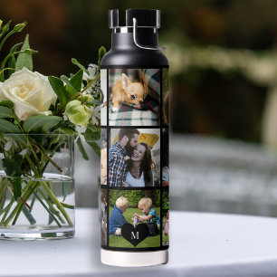 Personalisiertes modernes schwarzes Foto-Collagen- Trinkflasche