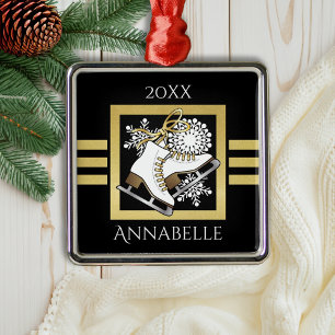 Personalisiertes modernes schwarzes Gold-Glitter-E Silbernes Ornament