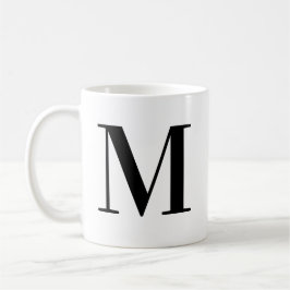 Personalisiertes modernes schwarzes Monogramm Init Kaffeetasse