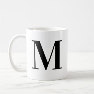 Personalisiertes modernes schwarzes Monogramm Init Kaffeetasse