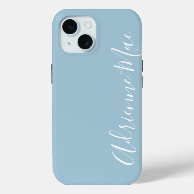 Personalisiertes, modernes Script Baby Blue Case-Mate iPhone Hülle (Rückseite)