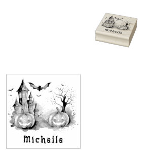 Personalisiertes modernes Spooky Pumpkin Spuk Haus Gummistempel