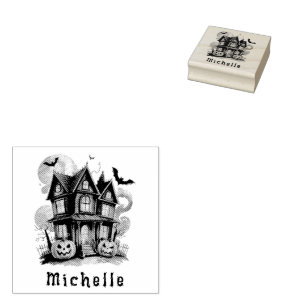 Personalisiertes modernes Spooky Pumpkin Spuk Haus Gummistempel