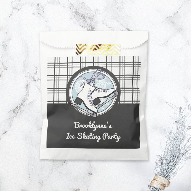 Personalisiertes modernes Tartan Ice Skaten-Partys Geschenktütchen (Von Creator hochgeladen)