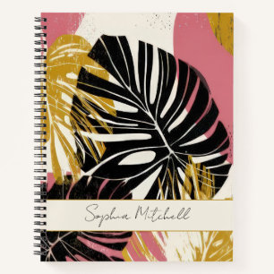 Personalisiertes modernes tropisches Boho Monstera Notizbuch