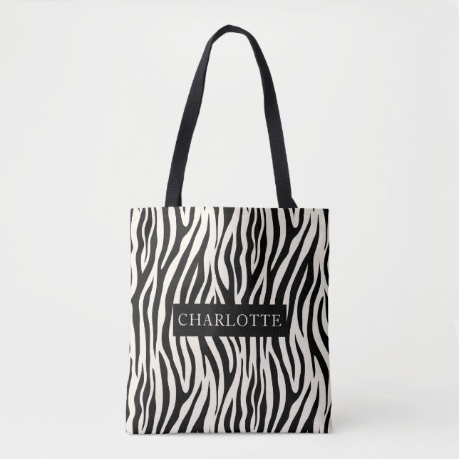 Personalisiertes modernes Zebra Safari Tiermuster Tasche (Vorderseite)