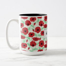 Personalisiertes Mohndesign Zweifarbige Tasse