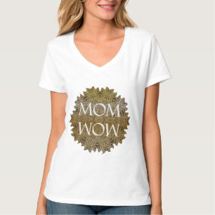 Personalisiertes MOM WOW Yoga Mandala Frau V-Aussc T-Shirt