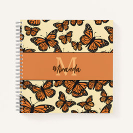 Personalisiertes Monarch Butterfly Monogram Sketch Notizbuch