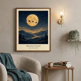 Personalisiertes Mondlicht-Reise-Kunstposter Poster