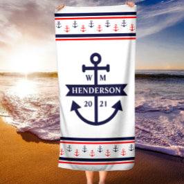 Personalisiertes Mongram Anchor Beach Handtuch