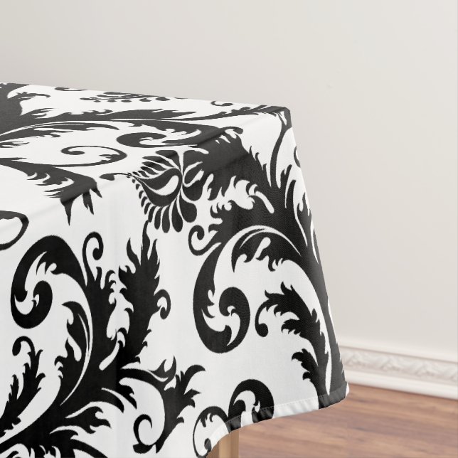 Personalisiertes Monogram Black Damsk Floral Patte Tischdecke (Beispiel)