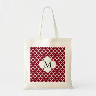 Personalisiertes Monogram Burgundy Quatrefolienmus Tragetasche