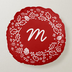 Personalisiertes Monogram Holiday Wreath Kissen