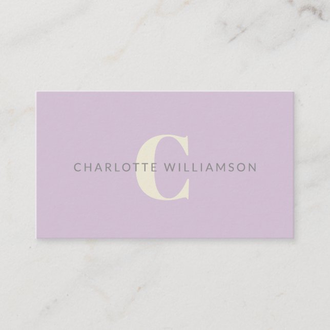 Personalisiertes Monogram Lavender Stylish Office Visitenkarte (Vorderseite)