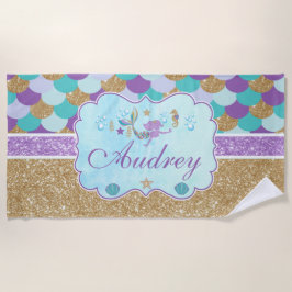 Personalisiertes Monogram Mermaid Strandtuch