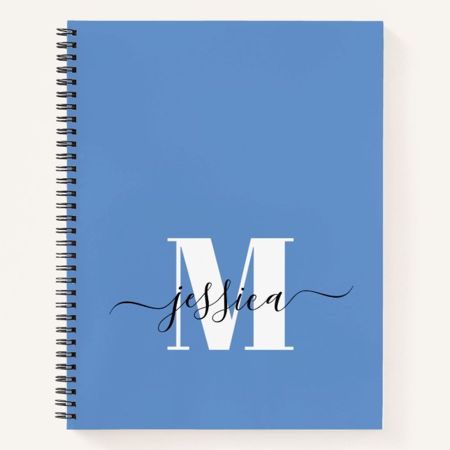 Personalisiertes Monogram-Notebook in Blau Notizbuch (Vorderseite)