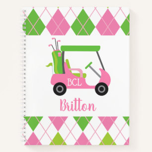 Personalisiertes Monogram-Notebook in Rosa und Grü Notizbuch